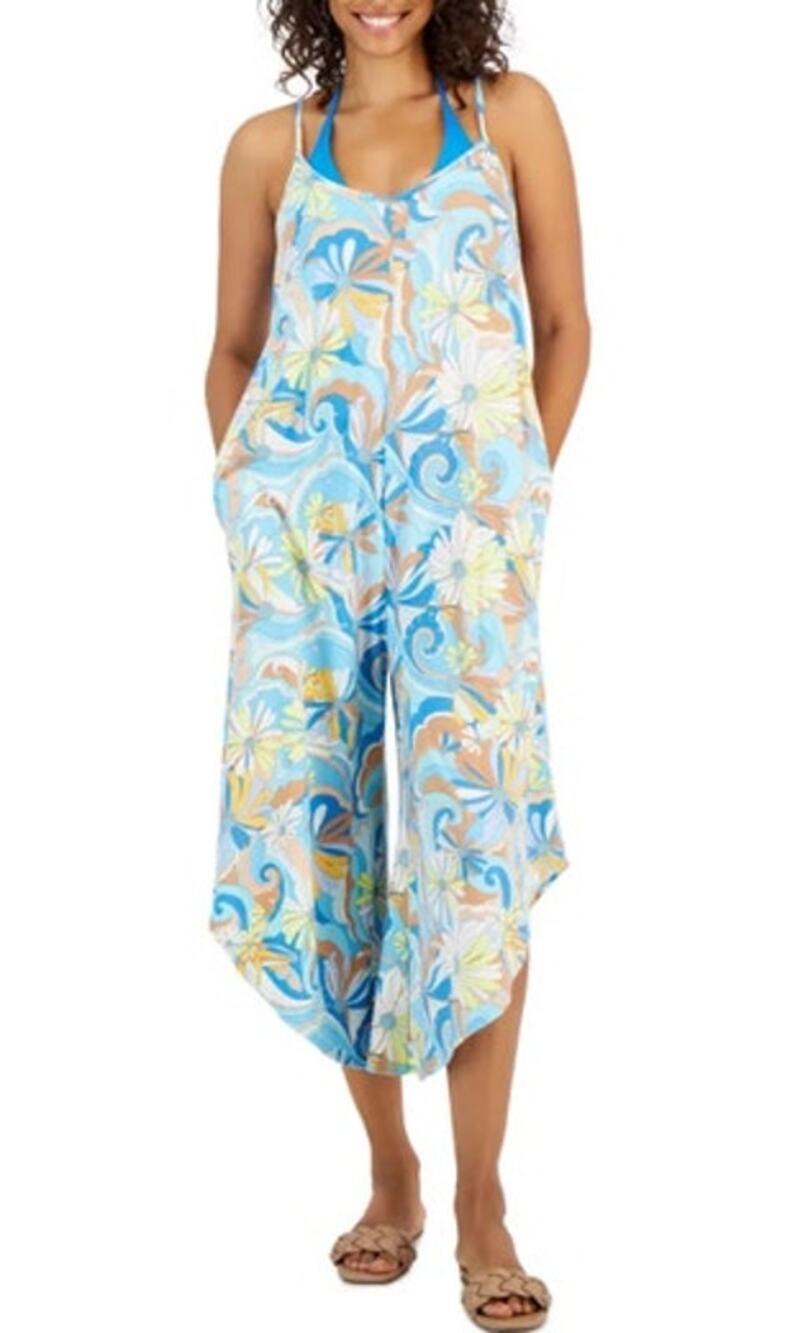 J. Valdi Women's Floral-Print Flowy Cover-Up Jumper